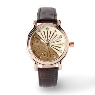 Reloj De Pulsera Aparición geométrica moderna de sol, marrón, ta