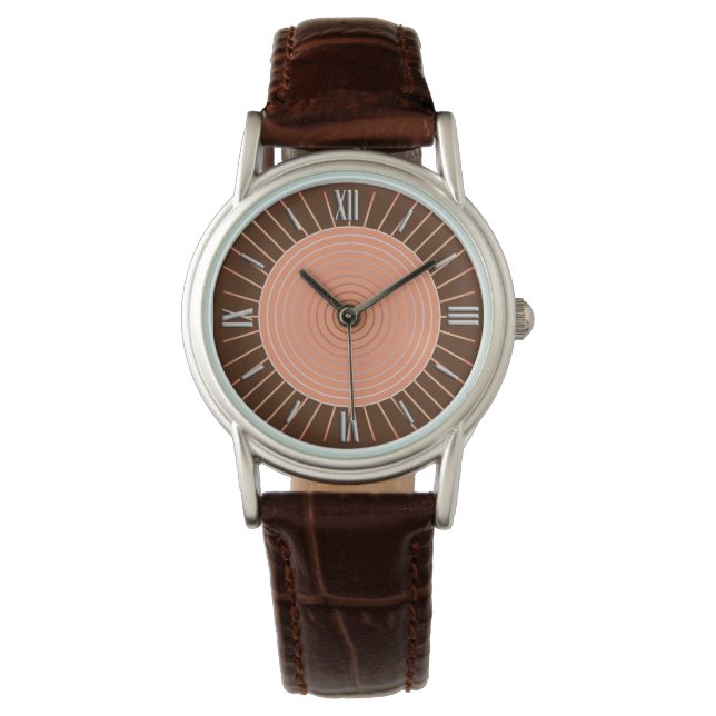 Reloj De Pulsera Aparición geométrica moderna - Peach y Brown (Anverso)