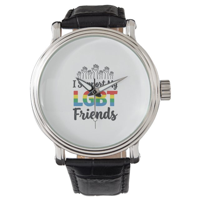 Reloj De Pulsera Apoyo a mis amigos LGBT Vector Orgullo Arcoíris De (Anverso)