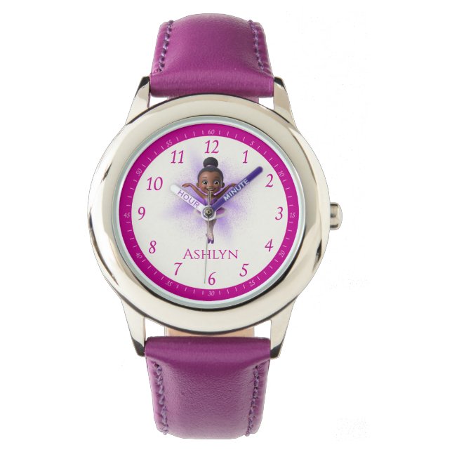 Reloj De Pulsera Aprendizaje de bailarinas de danza púrpura persona (Anverso)