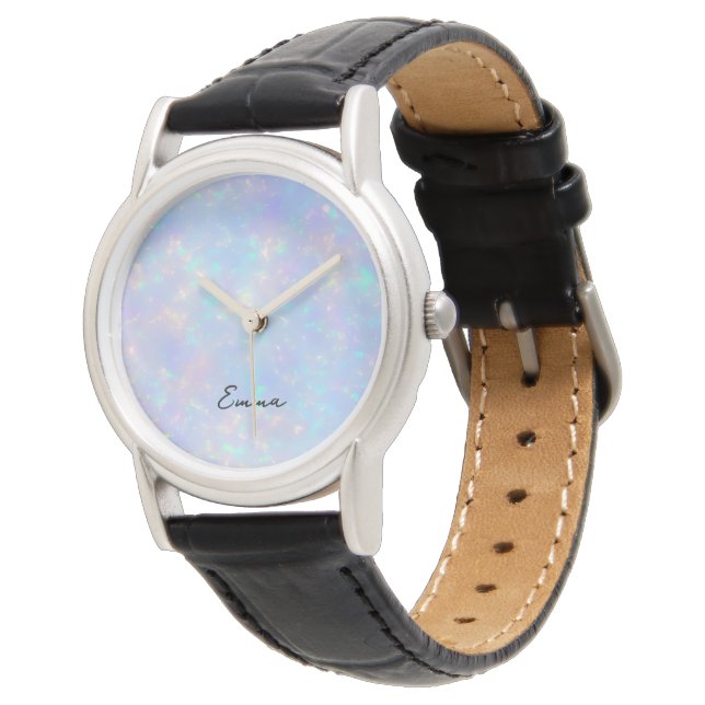 Reloj De Pulsera Aqua Periwinkle Opalo Irisado (Angular)