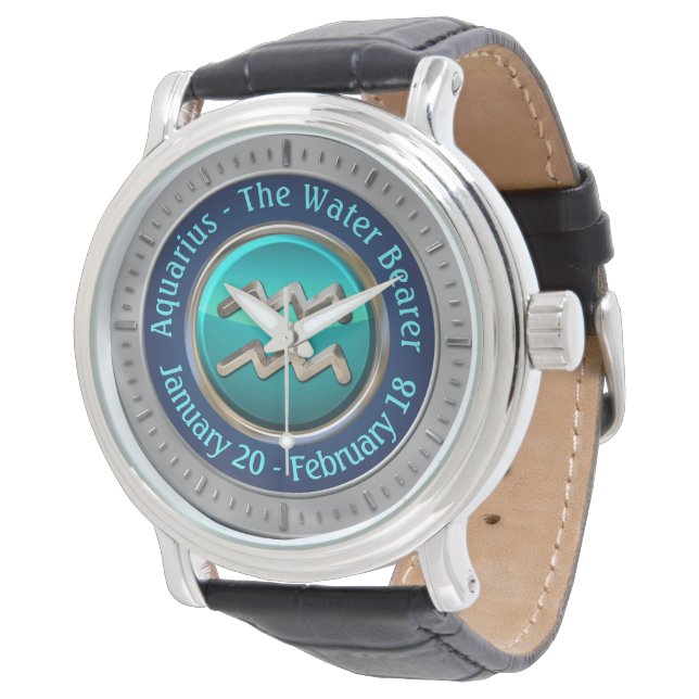 Reloj De Pulsera Aquarius - El Rótulo del horóscopo del oso del agu (Angular)