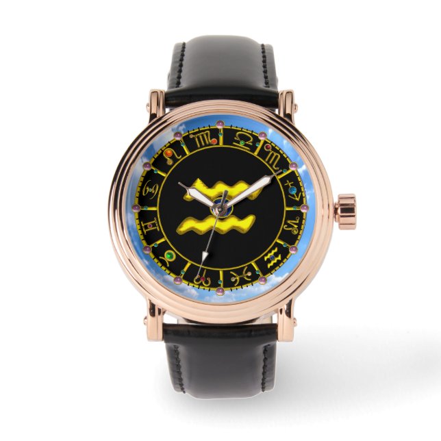 RELOJ DE PULSERA AQUARIUS GOLD ZODIAC BIRTHDAY JEWEL (Anverso)