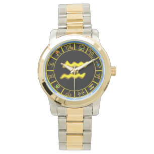 RELOJ DE PULSERA AQUARIUS GOLD ZODIAC BIRTHDAY JEWEL