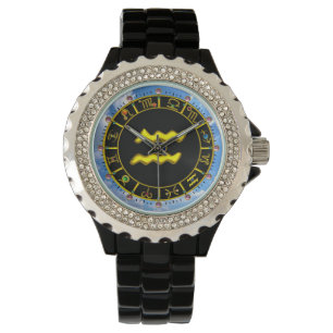 RELOJ DE PULSERA AQUARIUS GOLD ZODIAC BIRTHDAY JEWEL