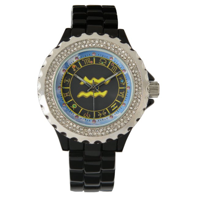 RELOJ DE PULSERA AQUARIUS GOLD ZODIAC BIRTHDAY JEWEL (Anverso)
