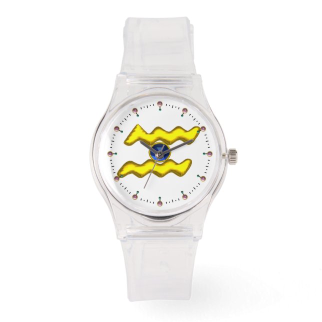 Reloj De Pulsera AQUARIUS GOLD ZODIAC BIRTHDAY JEWEL,Blanco (Anverso)