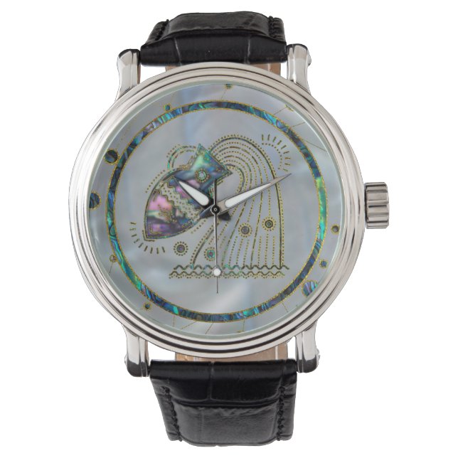 Reloj De Pulsera Aquarius Zodiac Gold Abalone en Constellation (Anverso)