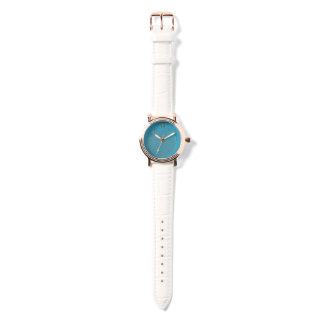 Reloj De Pulsera Aqueous Rose Gold White Leather Watch