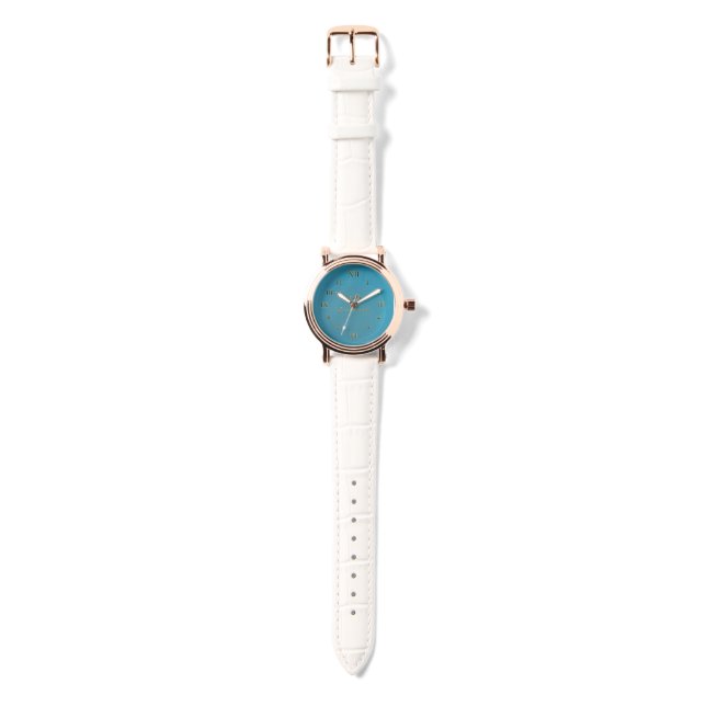 Reloj De Pulsera Aqueous Rose Gold White Leather Watch (Correa)