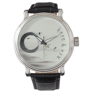 Reloj De Pulsera Aquí y ahora / Círculo Zen Enso Koi Pintura de pin