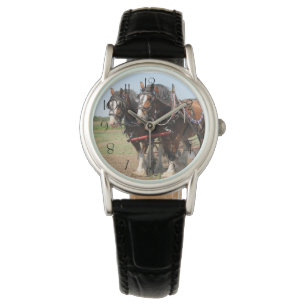 Reloj De Pulsera Arado hermoso de los caballos del clydesdale