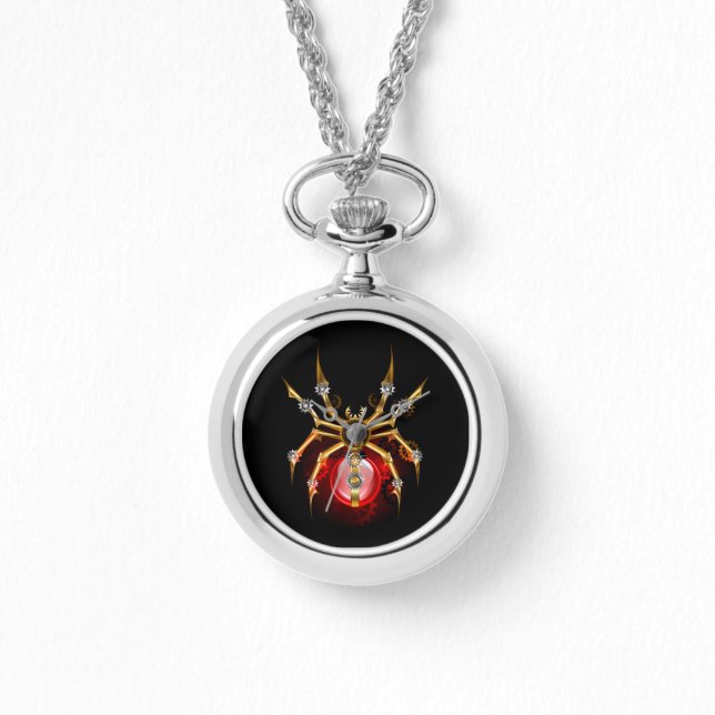 Reloj De Pulsera Araña de vapor sobre negro (Anverso)