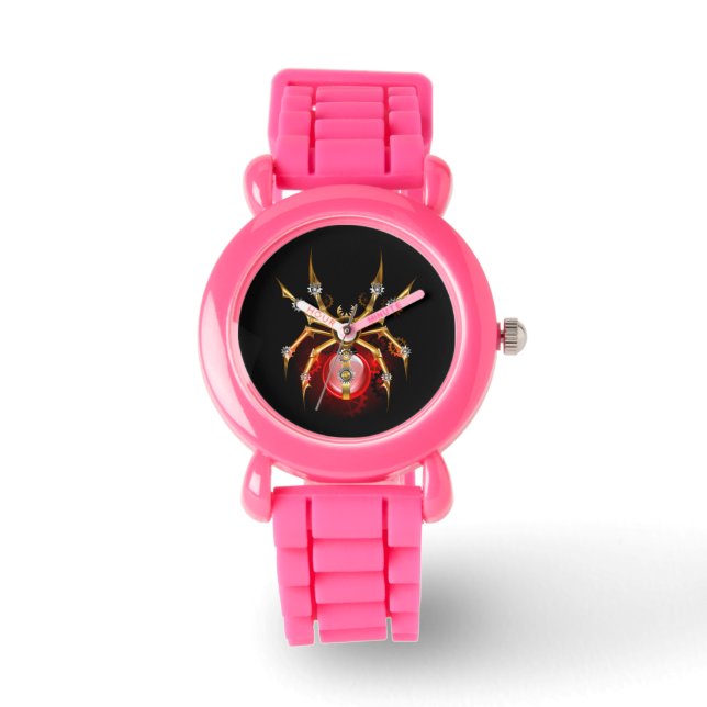 Reloj De Pulsera Araña de vapor sobre negro (Anverso)