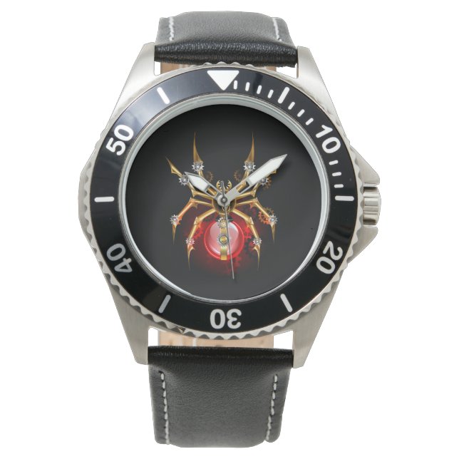 Reloj De Pulsera Araña de vapor sobre negro (Anverso)