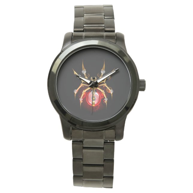 Reloj De Pulsera Araña de vapor sobre negro (Anverso)