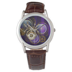 Reloj De Pulsera Araña Steampunk sobre fondo púrpura