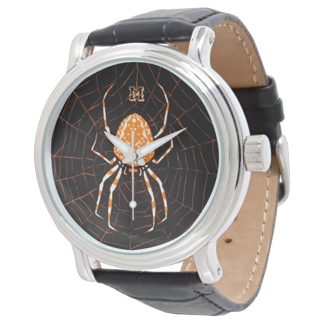 Reloj De Pulsera Araña veneciana personalizada negro y Naranja (Angular)
