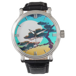 Reloj De Pulsera Árbol ciprés y luna llena