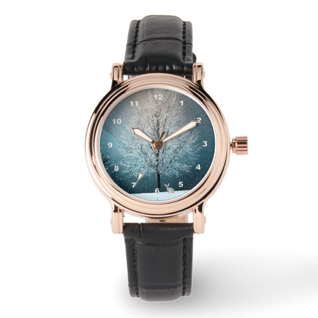 Reloj De Pulsera Árbol de escarcha por la noche (Anverso)