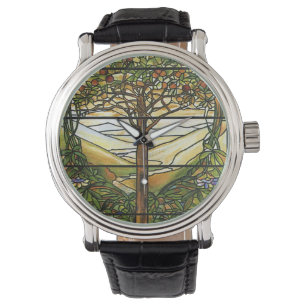 Reloj De Pulsera Árbol de la vida/del vitral de Tiffany
