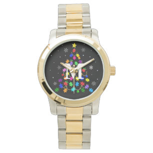Reloj De Pulsera Árbol de Navidad del autismo