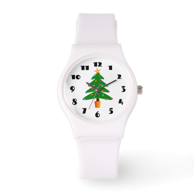 Reloj De Pulsera Árbol de Navidad Verde Festivo (Anverso)