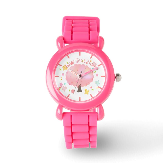 Reloj De Pulsera Árbol de primavera y Personalizado de pájaros (Anverso)