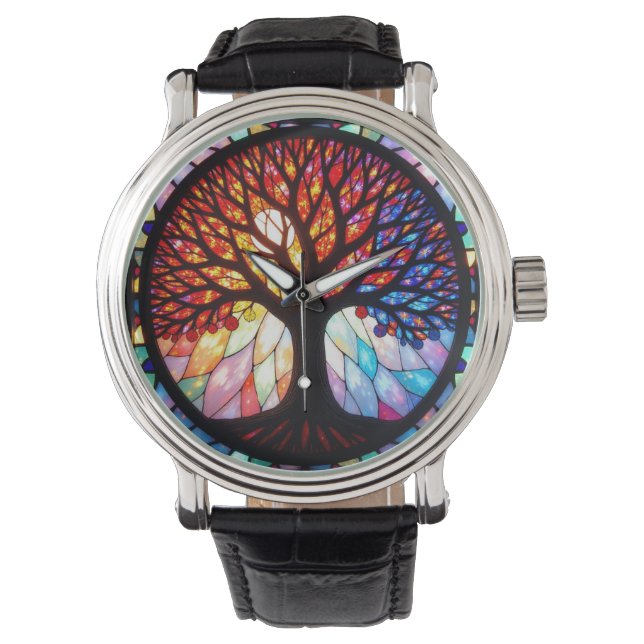 Reloj De Pulsera Árbol de vidrio templado de la vida (Anverso)