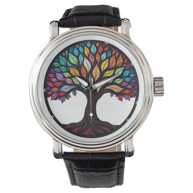 Reloj De Pulsera Árbol de vidrio templado de la vida (Anverso)