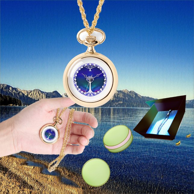 Reloj De Pulsera Árbol espiritual de la vida Centro blanco del Cosm (Spiritual Tree of Life White Centre of Cosmos Blue Watch)