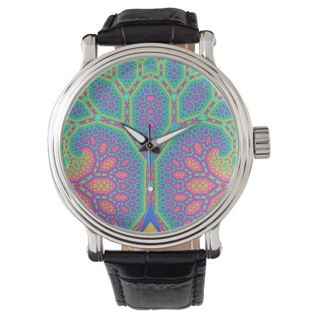 Reloj De Pulsera Árbol fractal geométrico matemático trippy Groovy (Anverso)