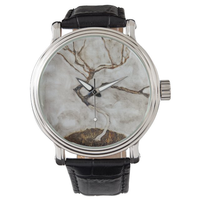 Reloj De Pulsera Árbol pequeño a finales de otoño por Egon Schiele (Anverso)