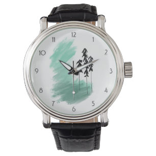 Reloj De Pulsera Árbol verde escandinavo arte simple menta moderna