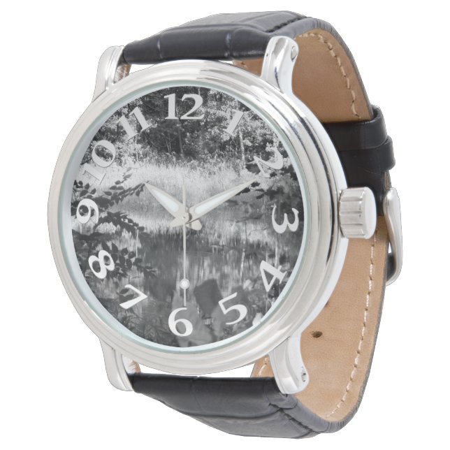 Reloj De Pulsera Árboles de agua blancos negros (Angular)