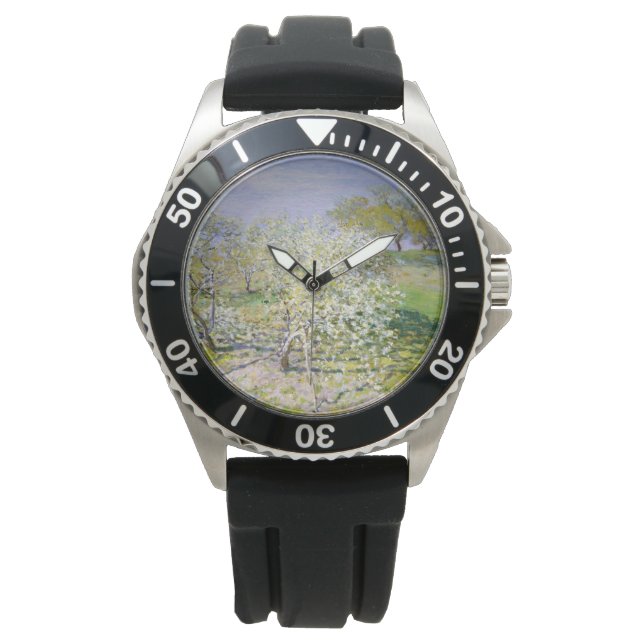 Reloj De Pulsera Árboles de manzana en flor (por Claude Monet) (Anverso)