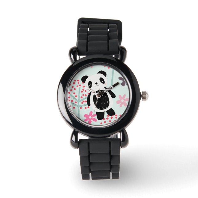 Reloj De Pulsera Árboles, flores y osos panda (Anverso)