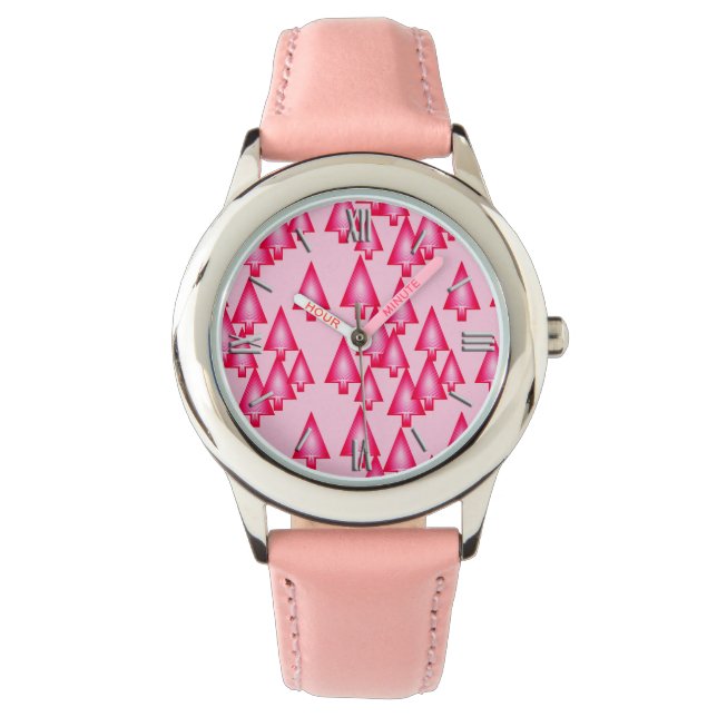 Reloj De Pulsera Árboles modernos metálicos de Navidad - rosa fucsi (Anverso)