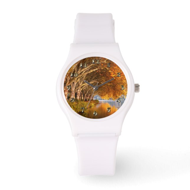 Reloj De Pulsera Árboles otoñales sobre un lago (Anverso)