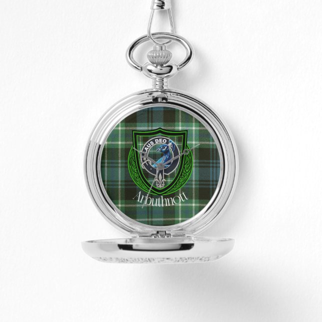 Reloj De Pulsera Arbuthnott Scottish Clan Tartan y Escudo (Anverso)