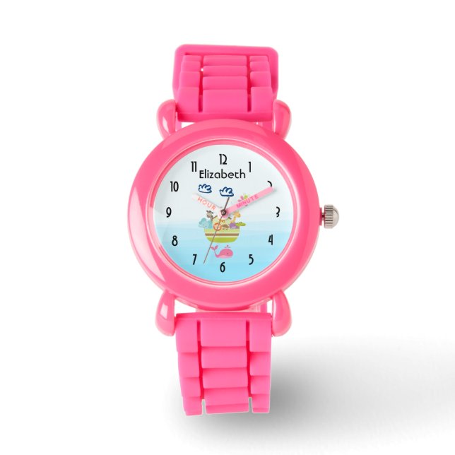 Reloj De Pulsera Arca animal en el zoológico con mariposa y ballena (Anverso)