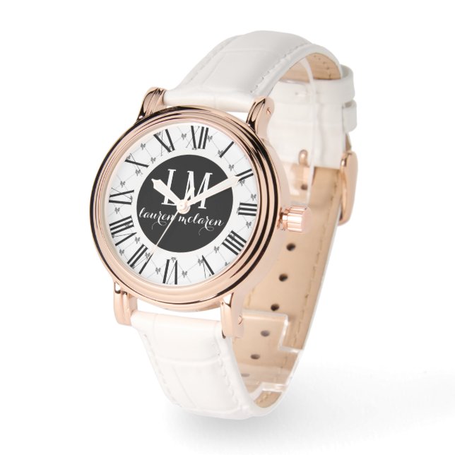 Reloj De Pulsera Arco blanco y negro personalizado (Ángulo)