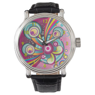 Reloj De Pulsera Arcoiris colorido, burbujas y estrellas