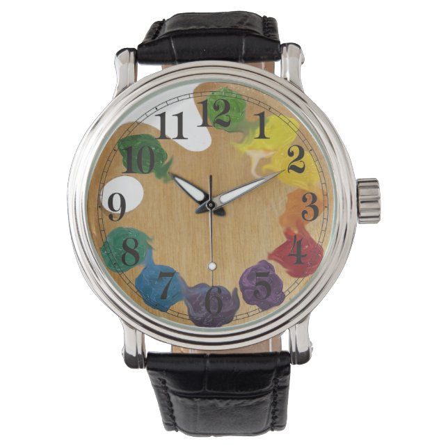 Reloj De Pulsera Arcoiris de la paleta del artista (Anverso)