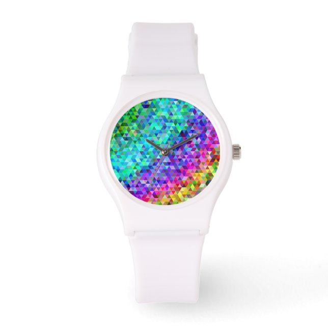 Reloj De Pulsera Arcoiris de mosaico triangular (Anverso)