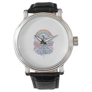 Reloj De Pulsera Arcoíris de Unicornio Después de la Lluvia Tipogra