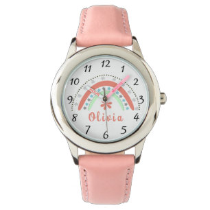Reloj De Pulsera Arcoiris floral Boho con nombre personalizado