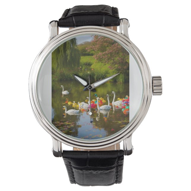 Reloj De Pulsera Arcoíris Gracia – Cisnes del Estanque Inglés (Anverso)