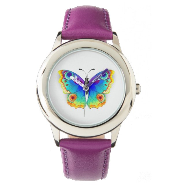 Reloj De Pulsera Arcoiris mariposa Peacock Eye (Anverso)
