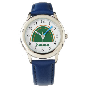 Reloj De Pulsera Arcoiris verde Heart Boho con nombre personalizado